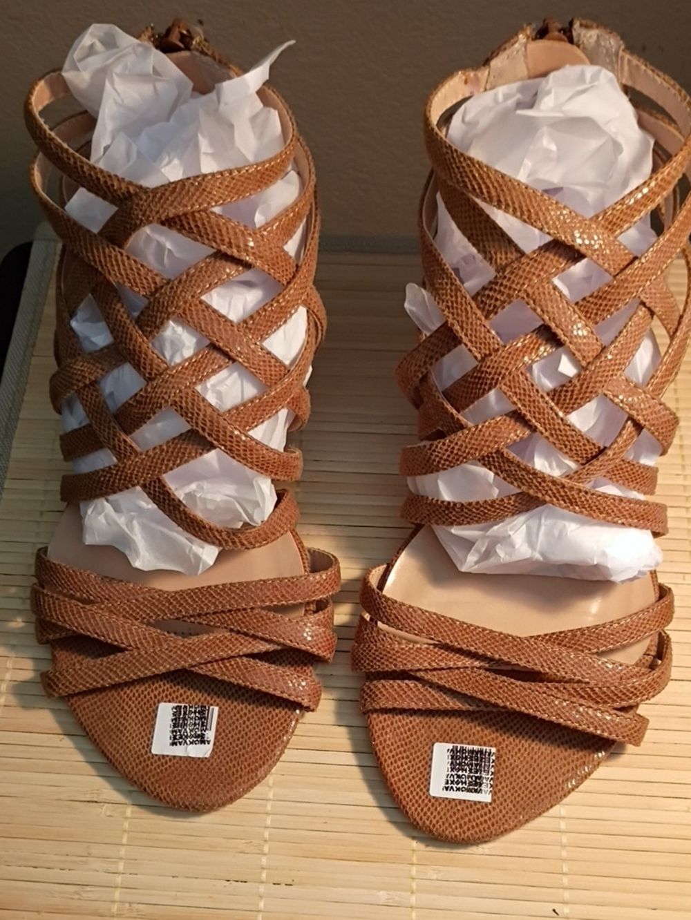 comfortview Tan Strappy Wedge Sandals 8.5W (WIDE)